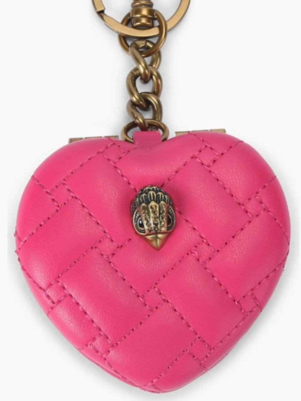 Kurt Geiger Kensington Heart Mirror Bag Charm (Pink) - Picture 2 of 4